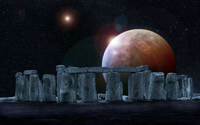 巨石阵 火星 星星 石圆环 夜空 神秘主义 文化遗址 英国 夜晚
