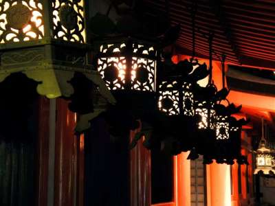 灯笼 春日神社 夜晚 名古屋 日本 户外 光 架构设计 寺庙