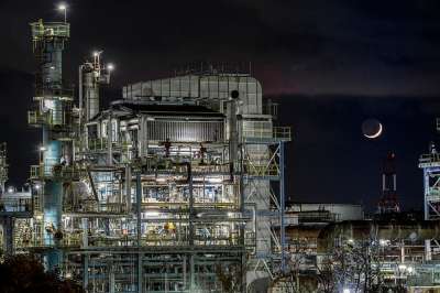 夜景 植物 石油有关的工厂 建筑 机器 新月 大坂湾岸地区 日本