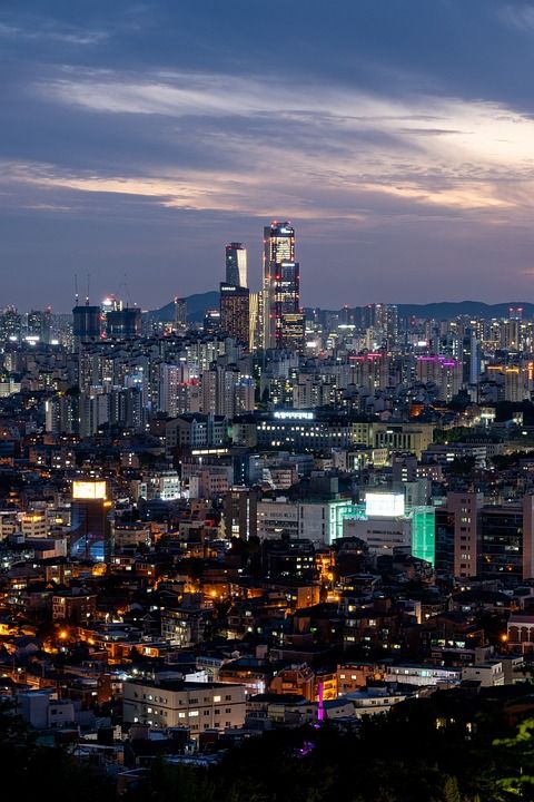 城市 建筑物 夜景 汉城 韩国 结构 天际线 摩天大楼 晚灯