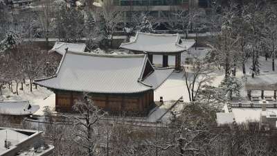 紫禁城 雪 传统 历史地标 冬季 旧的 韩国 汉城 体系结构