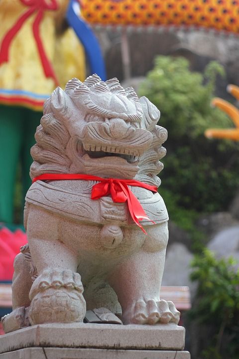 狮子 雕像 中国人 亚洲人 监护人 雕塑 象征 寺庙中文