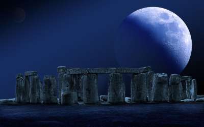 巨石阵 月亮 满月 石圆环 夜空 神秘主义 文化遗址 英国 夜晚