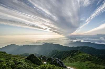 福岛 山 伊德山 夏季 登山 云 天空 日本 东北 远足