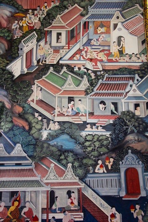 绘画 艺术 寺庙 泰国 壁画 佛教 故事