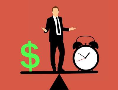 商人 平衡 时间和金钱 主意 英雄的公司 员工 智慧和强大的