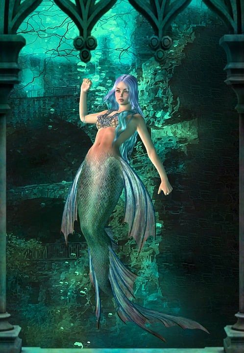 警笛 美人鱼 海 废墟 生物 水下 幻想 极好的 海卫一 湮