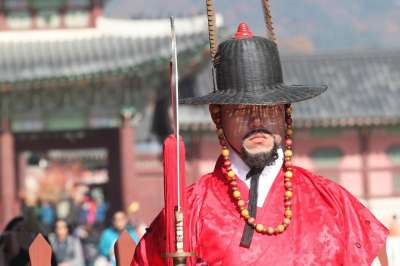 韩国 警卫 汉城 亚洲 传统的 历史 古老的 宫 士兵 遗产