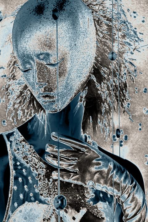 女士 蓝色的 抽象的 人体模型 时尚