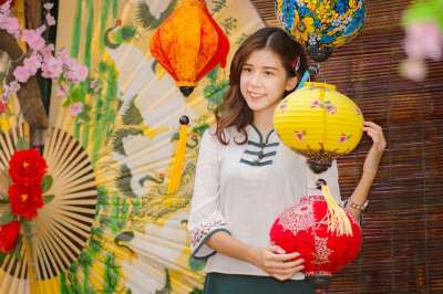 中秋 节日 女孩 亚洲人 角色扮演 越南 肖像 儿童节 好的