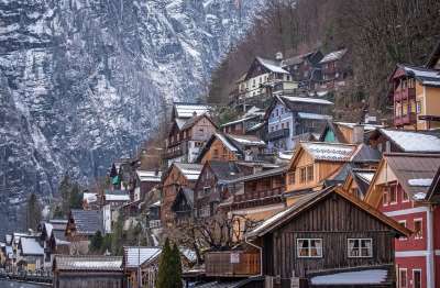 山 村庄 冬天 奥地利 景观 房屋 镇 城市景观 乡村的