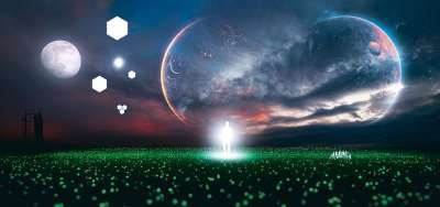 超现实主义 宇宙 轮廓 几何 设计 艺术 粒子 黑暗的 夜