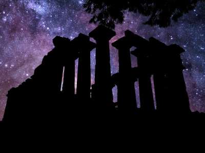天空 星座 宇宙 夜晚 空间 天文学 寺庙 希腊语 废墟 老的