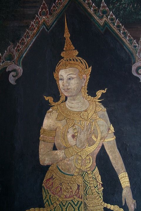 绘画 神 佛教徒 图案 叙述 内部的 壁画 艺术品 女士