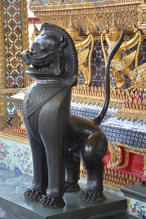玉佛寺 人头鸟 狮子 泰国