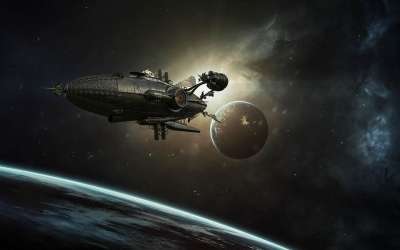 飞船 幻想 宇宙 蒸汽朋克 行星 船 光 地球 星系 超现实的