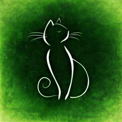 猫 画画 动物 图片 乐趣 数字 绿色 抽象的