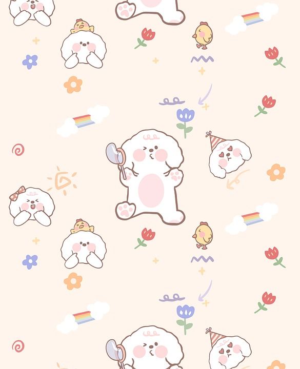 狗 卡通片 背景 图案 宠物 动物 俏皮的 花朵 可爱的