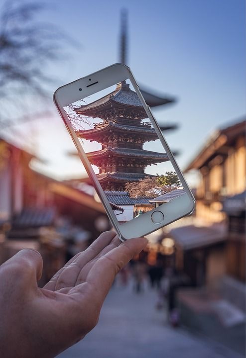 电话 苹果手机 寺庙 日本 东京 日落 旅行 图片 追梦