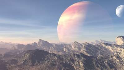外星人 景观 行星 地形 日落 引人注目 日出 Tokmakov