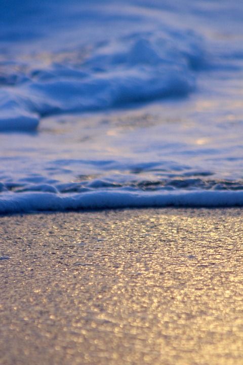 海滩 太阳 日落 光 橙色的 沙 海 海洋 波浪 蓝色的太阳