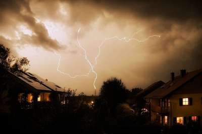 日落 天堂 黎明 风暴 天气 闪电 雷击 雷雨 云 自然