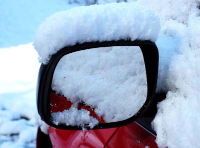 汽车后视镜 后视镜 冬天 雪