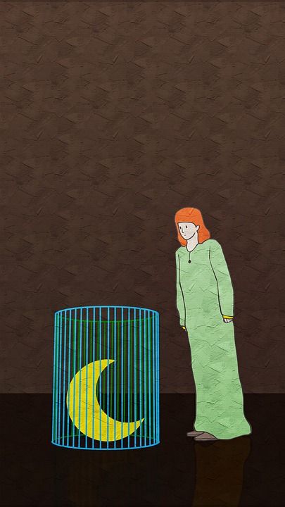 绘画 创造力 笼 监禁 女孩 逃脱 自由 棕色的创作