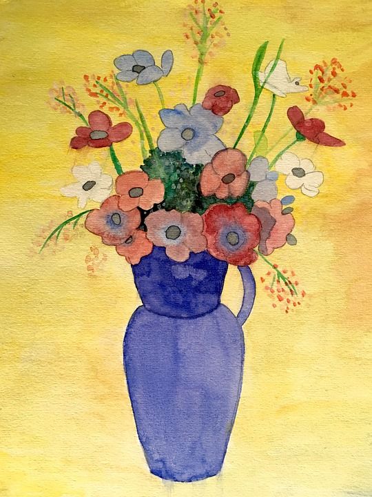 水彩 花朵 花的 绘画 花束 装饰性的 卡片 颜色 黄花