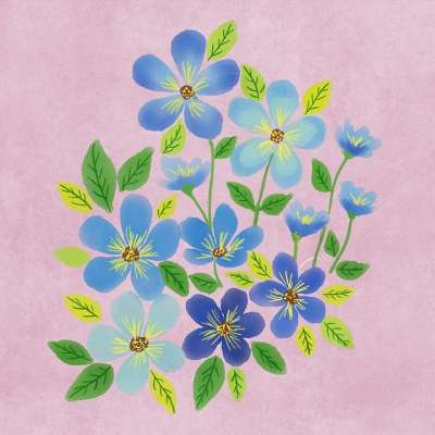 花 艺术 绘画 抽象的 美丽的 图片 自然 染 蓝色的 粉色的