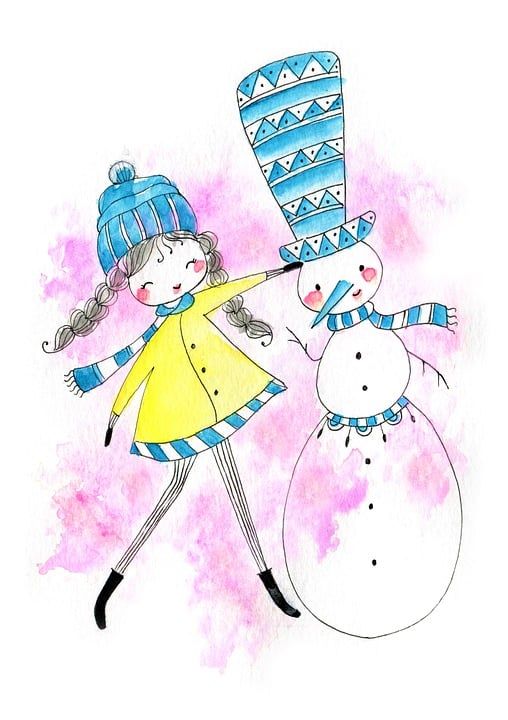 女孩 快乐的 雪人 冬天 雪 圣诞节 女士 季节 假期 围巾