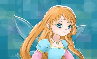 仙女 可爱的 女孩 卡通片 魔法 特点 年轻 孩子 画画
