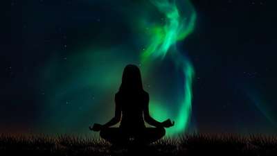 冥想 瑜伽 天空 轮廓 夜晚 女性 松弛 景观 自然 冥想