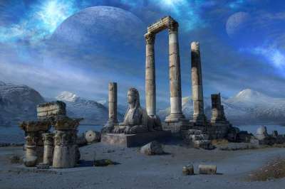 大自然壁纸 自然壁纸 高清壁纸 废墟 历史 幻想 月亮 行星