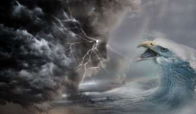 幻想 Strom 引人注目 海洋 男人头 云 鹰 头 Wawe