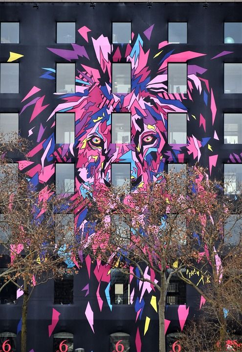 里昂 法国 彩绘墙 艺术 门面 体系结构 城市 建筑 狮子