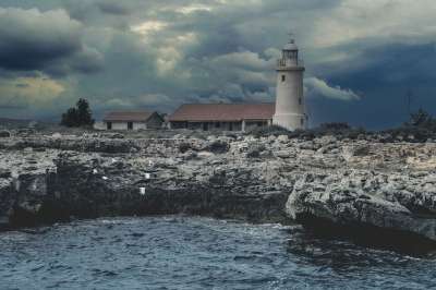 灯塔 海岸 海 海滨 风景 景观 卡沃·格雷科 塞浦路斯 云