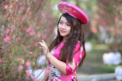 樱花 女孩 模型 花 春天 樱桃 开花 粉色的 日本人 女士