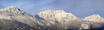 全景 山 山脉 达赫斯坦山 外表 远见 自然 冬天 雪 景观