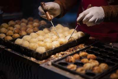 章鱼 球 小吃 晚餐 中国人 市场 美食家 食物