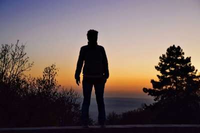 日落 景观 秋季 傍晚时分 女人剪影 Vista