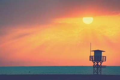 景观 日出 海滩 海 太阳 天空 云 射线 展位监控