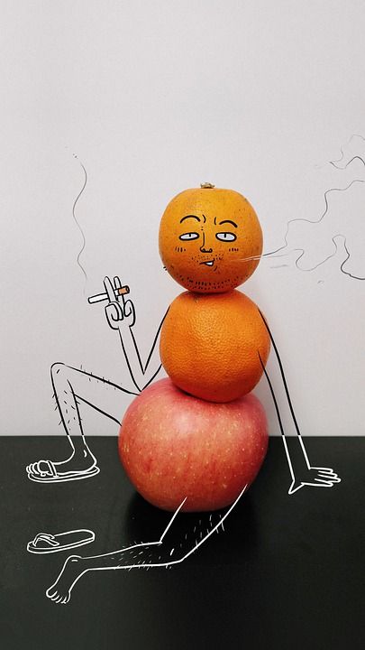 绘画, 创造力, 水果, 苹果, 橙色的, 颓废, 抽烟, 中年, 幽默, 颓废