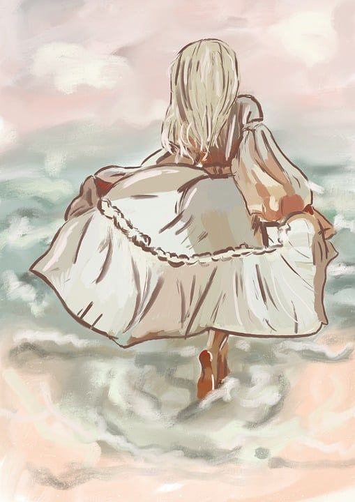 帆布 油 年轻女子 海滩 绘画 灵感 景观 艺术