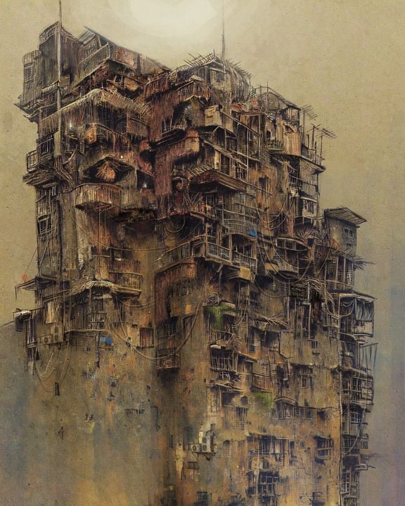 建筑物 弃 城市 画画 荒凉的 贫困 质地 水彩 木房子 结构