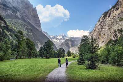 山 谷 景观 自然 风景 步行 Lauterbrunen瑞士