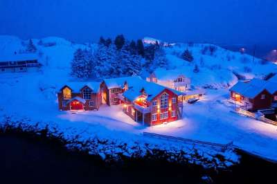 罗弗敦 挪威 家 罗布 雪 北极 海 冰 冬天 景观 山