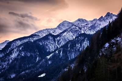 景观 冬天 雪 山 山峰 冬季景观 寒冷的 树木