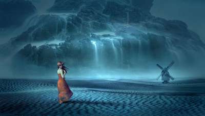 幻想 瀑布 磨 沙漠 神秘 情绪 女士 童话 作曲 蒙太奇