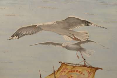 壁画 绘画 艺术 门面 海鸥 鸟 涂鸦 装饰 Calpe